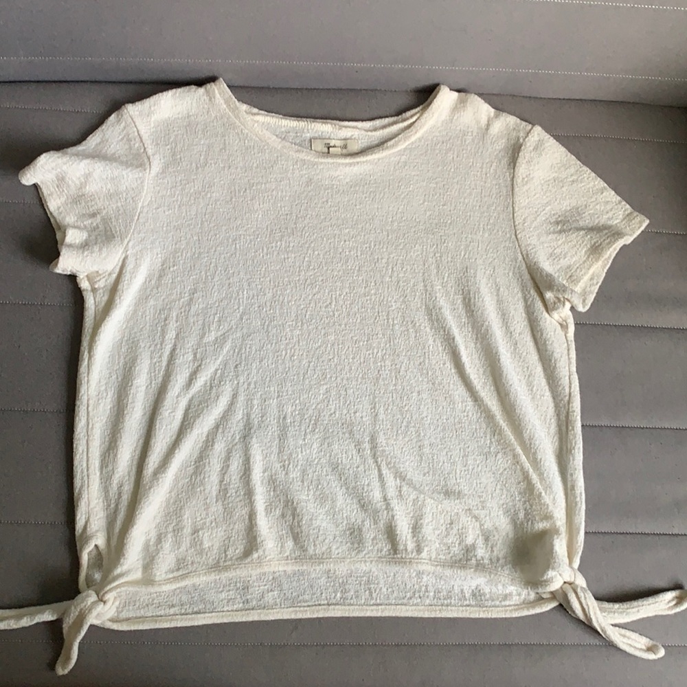Madewell Side Knot T-Shirt, Cream, Size: Medium